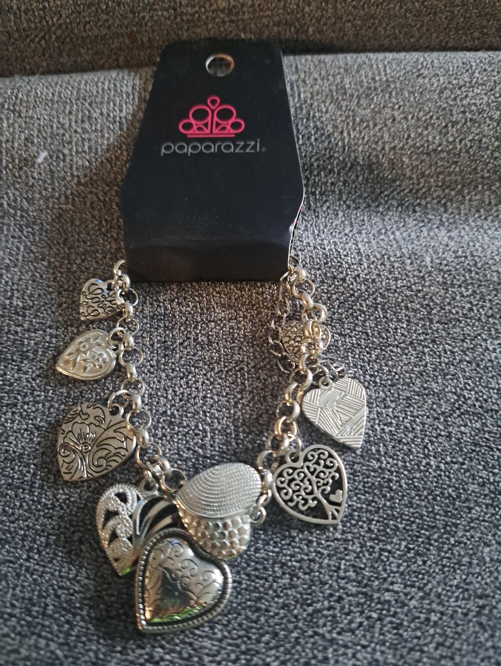 Paparazzi Silver Heart Charm Bracelet - Mixed Heart Designs